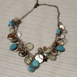Turquoise and silver fashion necklace